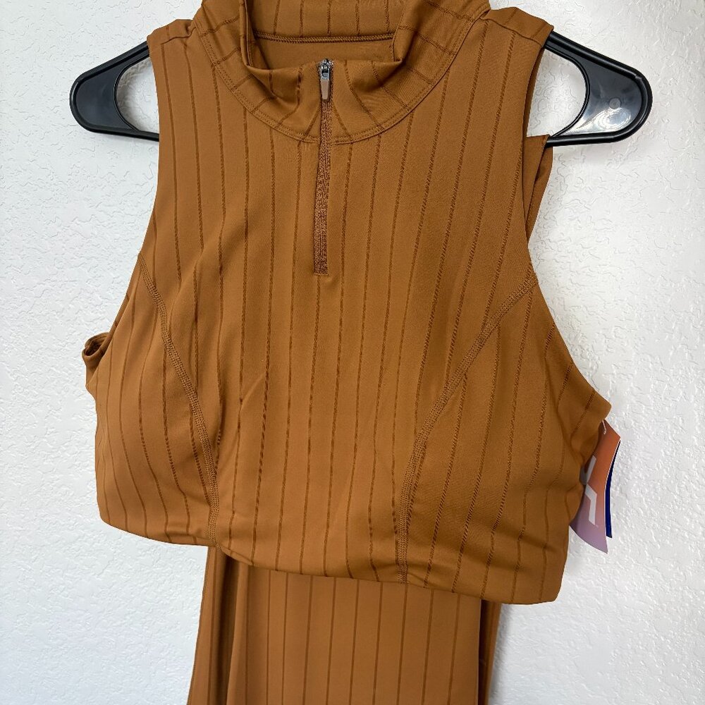 JoyLab Striped Rib Flare Extra-Long Length Leggings and Matching Crop Top